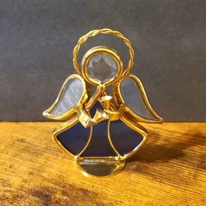 Vintage Stained Glass Teny Nudson 1997 Angel with Bells Figurine